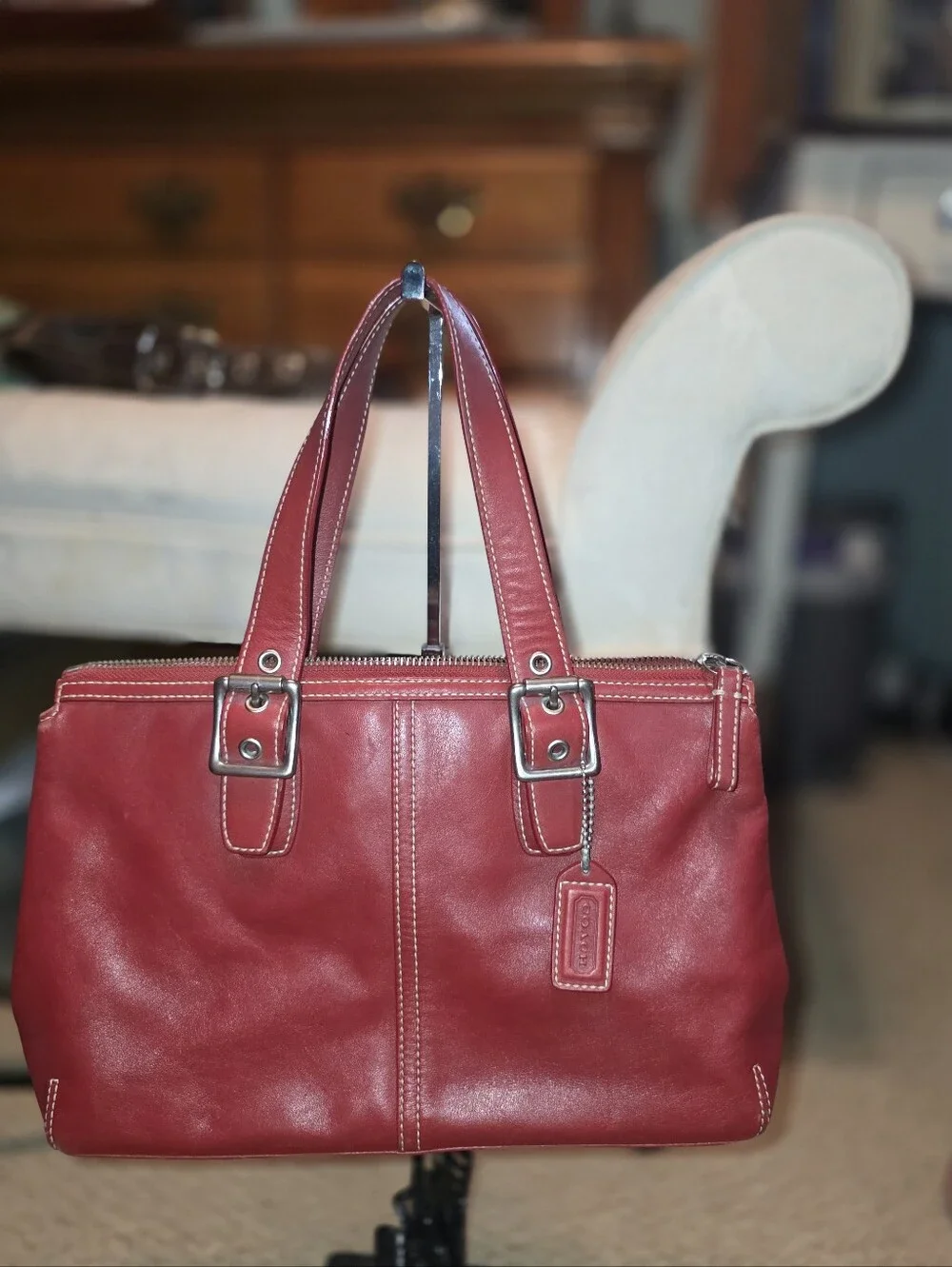 COACH BRIGHT RED HAMPTONS SATCHEL & WALLET Y2K Like New